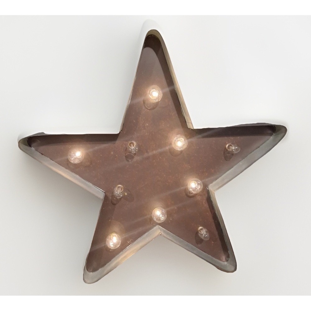 Hobby Lobby Galvanized Metal Star Marquee Light Distressed Silver Wall Decor